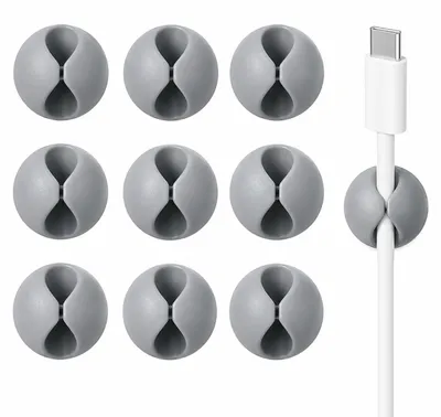 Produktbild von 10er Set Kabelklemmen Selbstklebend Grau Kabelhalter Kabelclips Kabelführung Kabel Organizer Kabelmanagement Kabelbefestigung für Schreibtisch Büro Wohnmobil TV PC
