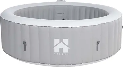 Produktbild von HOME DELUXE - Outdoor Whirlpool - SPLASH - Farbe: Uni Grau - ⌀ 208 cm, Höhe 65 cm, 130 Luftdüsen - inkl. Abdeckung, Reparaturset, Filterset I Außen Whirlpool Spa für 6 Personen
