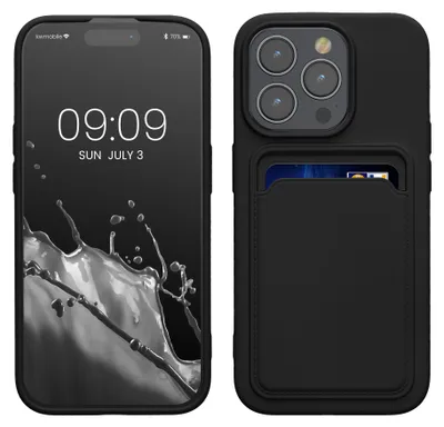 Produktbild von kwmobile Handyhülle für Apple iPhone 15 Pro Hülle mit Kartenfach - TPU Case - Kabelloses Laden - Schutzhülle Cover in Schwarz