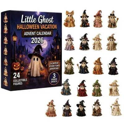 Produktbild von Halloween Adventskalender, 24 Stück sammelbare kleine Geist Figuren mit 3 versteckten Mystery-Geistern, Bestes Geschenk, Halloween Mitgebsel Geschenk