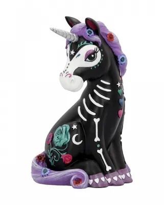 Produktbild von Schwarzes Gothic Skelett Einhorn als Geschenk und Day of the Dead Deko