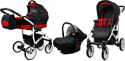 Obrázek produktu pro BabyLux® Largo | Kocárek 3v1 Set | Black Red | Kombi kocárkový set | Buggy +