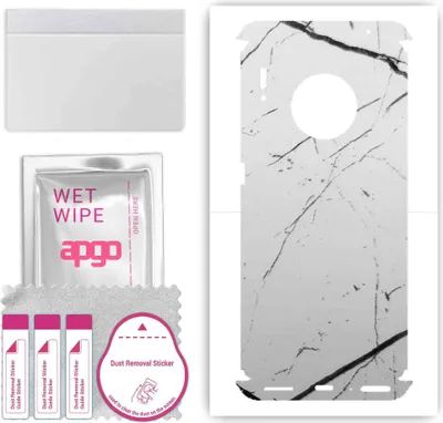 Produktbild von apgo Rückseite + Seiten Schutzfolie, Skin, kompatibel mit Huawei Mate 30 Pro, Hinten Displayschutzfolie aus Vinylfolie, kratzfest, einfache Montage - Weißer Marmor