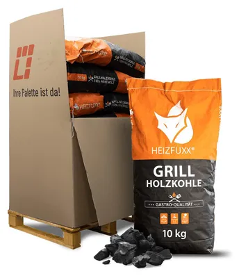 Produktbild von Heizfuxx Grillholzkohle in Gastro-Qualität 10kg x 12 Sack 120kg Palette