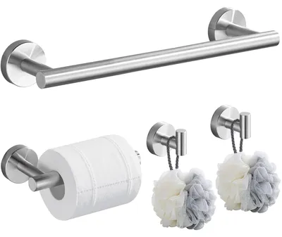 Immagine prodotto di Set di accessori per il bagno, 4 pezzi, acciaio inossidabile, finitura nichel spazzolato