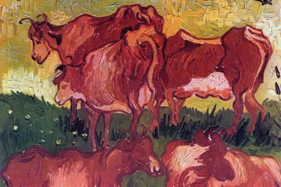 Produktbild von Vincent Van Gogh Kunstdruck Bild - Kühe, 1890 (80 x 120 cm)