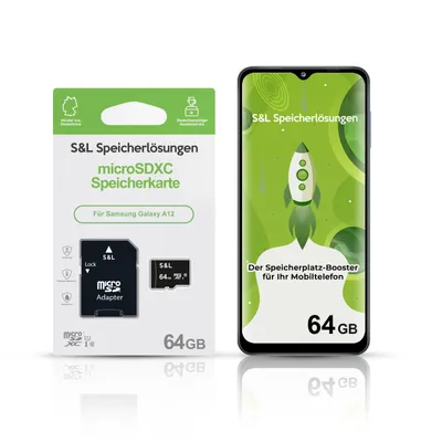 Produktbild von microSD Speicherkarte S&L für Samsung Galaxy A12 - Speicherkapazität: 64 GB