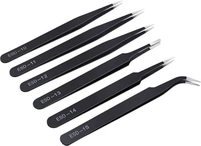 Image de Pronett Jeu de 6 pinces antistatiques noir