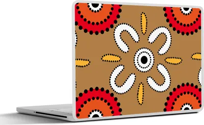 Produktbild von MuchoWow® Laptop Aufkleber Sticker Cover Design - Blumen - Punkte 32.5x23.5 cm - Sticker für Laptop - Selbstklebend