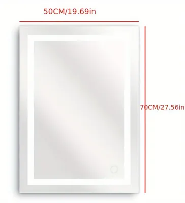 Zdjęcie produktu dla Lustro do łazienki - Lustro ścienne - Lustro - Lustro ścienne do łazienki - Lustro z oświetleniem - 50x70 cm - Czarna rama