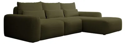 Produktbild von Selsey Carnos – Ecksofa mit Schlaffunktion, Lendenkissen, wasserabweisendem Chenille, Olivgrün, rechts