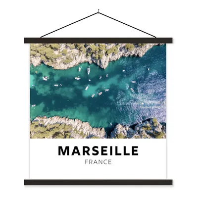 Produktbild von MuchoWow® Textilposter Frankreich - Marseille - Wasser 120x120 cm mit schwarzem Rahmen - Aufhängungsset