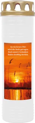 Produktbild von Grabkerze Weiß, Brenndauer: 170 Stunden ( 7 Tage ), Motiv: Ufer