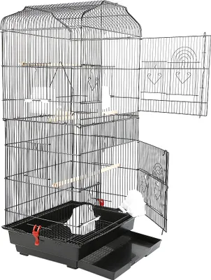 Produktbild von Vogelkäfig Vogelvoliere Vogelkäfig Vogelhaus Papageienkäfig Tierkäfig 46x36x93cm Schwarz