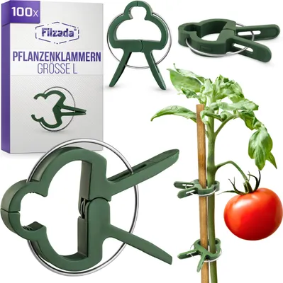 Immagine prodotto di Filzada® 100x Clip per piante grandi L - Supporto per pomodori - Robuste mollette per pomodori - Clip per pomodori, rose e molto altro - Clip per pomodori da giardino - Mollette per piante grandi