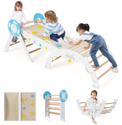 Immagine prodotto di Struttura da gioco indoor 7 in 1 FANTASK, set da arrampicata a triangolo con scivolo, per arrampicata