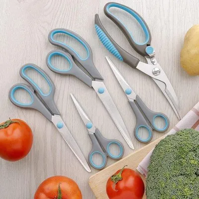 Produktbild von Büroschere Set 5-teilig Edelstahl Blau/Grau