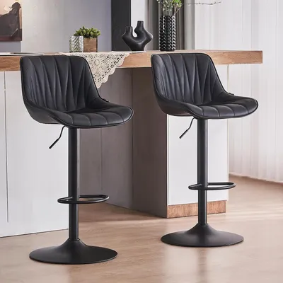 Produktbild von Barkeeperhocker - Set von Barkeeperhockern - Barhocker - Küchenhocker - Hocker mit hoher Rückenlehne - Schwarze Barkeeperhocker