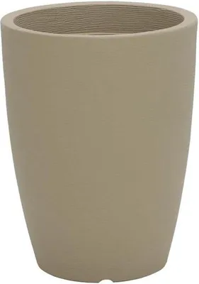 Image de Famanu, pot de plantation surélevé, structure à rainures profondes, résistant aux intempéries, couleur beige, diamètre 44 cm, hauteur 58 cm, volume 55 litres - Grands pots de fleurs