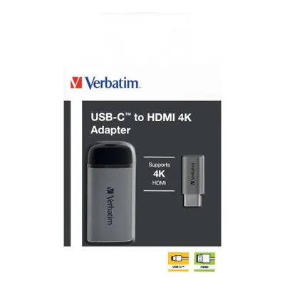 Productafbeelding van Verbatim VER49143 USB-C naar HDMI 4K adapter - Voor het aansluiten van laptops en MacBooks op een beamer of monitor - Grijs