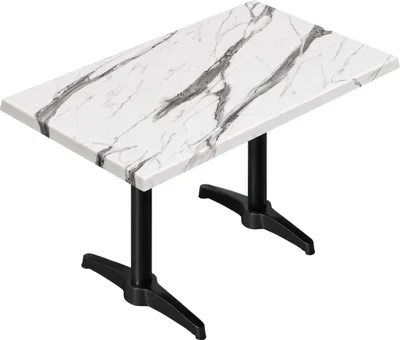 Produktbild von WBC | Bistro Außen Tisch | B: T: H: 120 x 70 x 80,5 cm | Weiß Marmor / Schwarz | Rechteckig | Zusatzgewicht | Bistrotisch Gastro Tisch