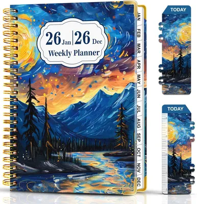 Imagen del producto de Agenda 2026, planificador semanal, 21,5 x 16 cm, con encuadernación de espiral, para uso escolar