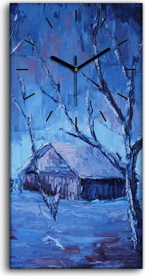 Produktbild von Dekor Leinwand Uhr Wandbilder 30x60 Gemälde Abstrakte Winter Schnee Bäume Hütten - schwarze Hände
