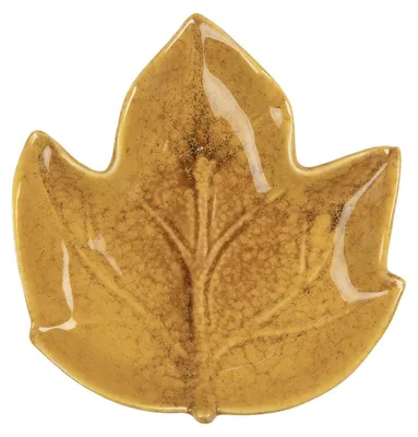 Produktbild von Clayre & Eef Dekoration Schale Blatt 14x13x2 cm Gelb Keramik