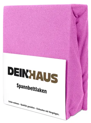 Produktbild von Spannbettlaken Frottee Baumwolle, hautfreundlicher Stoff, Bettlaken mit Gummizug Rosa 180 x 200 cm