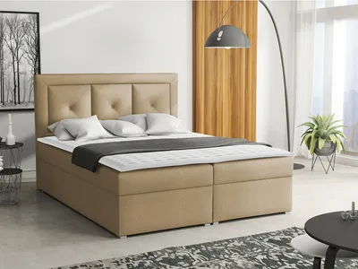 Obrázek produktu pro Manželská kontinentální postel 180x200 GOSTORF 2 - béžová + topper