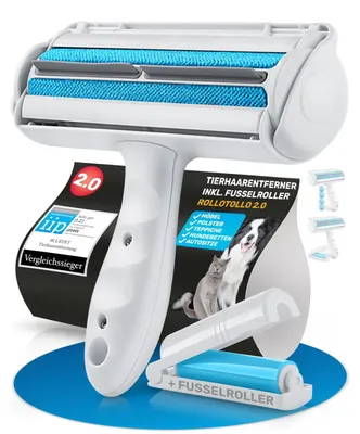 Produktbild von Fusselroller Tierhaarentferner Fusselbürste - Selbstreinigend - Wiederverwendbar - Für Tierhaare - Mit Mini-Roller für unterwegs