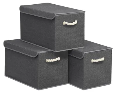 Produktbild von SONGMICS Aufbewahrungsbox mit Deckel, klappbar, 3er Set, 50 x 30 x 30 cm