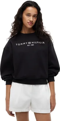 Produktbild von Tommy Hilfiger Damen Sweatshirt Corp Logo Relaxed Fit, Schwarz (Black), XXL
