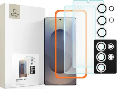 Zdjęcie produktu dla Szkło Hartowane Tech-Protect Supreme Set 3-Pack Galaxy S25 Ultra Clear