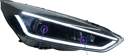 Produktbild von Scheinwerfergehäuse, LED-Glühbirnen, kompatibel mit Ford Focus 2015, Farbtemperatur-Optionen, Scheinwerfer LED