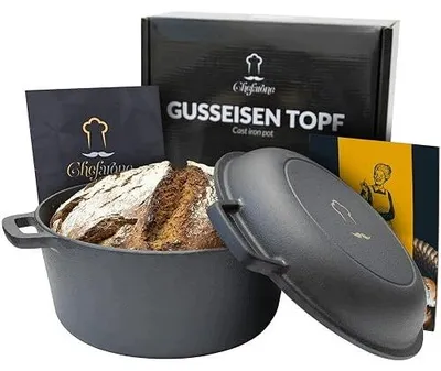 Zdjęcie produktu dla Forma do pieczenia chleba żeliwna z pokrywką uniwersalna kuchnia