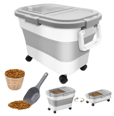 Immagine prodotto di Contenitore per cibo cane con ruote - 7 - 10 kg - Trasparente - Senza BPA