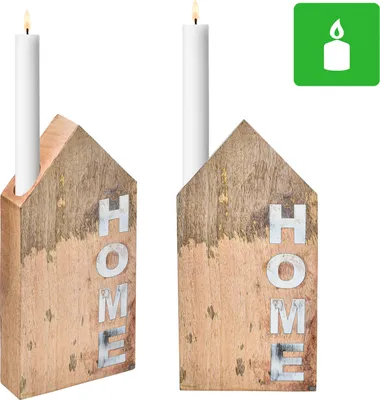 Obrázok produktu pre sada 2 drevených dekoratívnych svietnikov Deco Modern Home