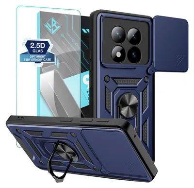 Produktbild von Armor Handyhülle für Xiaomi Redmi Note 15 Pro+ 5G mit 9H Displayglas Displayschutz Kameraschutz Handy Panzer Case Cover Schutzhülle Outdoor Farbe: Blau