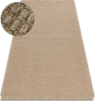 Produktbild von Teppich JUTE 3652 dunkelbeige einfarbig - Jute, flachgewebt, Fransen beige 120x170 cm