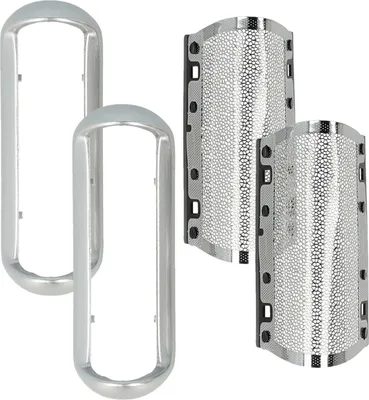 Produktbild von vhbw 2x Scherfolie kompatibel mit Braun PocketGo 370, 570 5608, 575, 555, 550 Elektrorasierer + Rahmen, silber