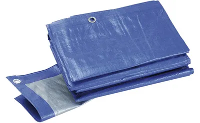 Produktbild von Schuller 46539 Gewebe Schutzplane mit Ösen, blau /grau, ca. 180gr. Größe 5 x 6 m