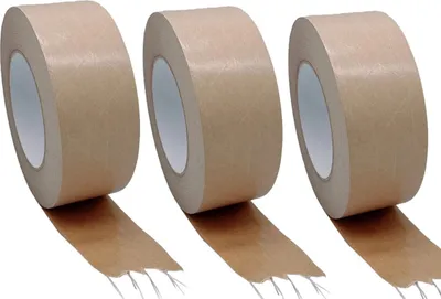 Produktbild von 3 Rollen Packband Papier 50mm x 50m, FADENVERSTÄRKT - 130µ - Starke Klebkraft mit Naturkautschuk, umweltfreundliches Klebeband aus Kraftpapier - nachhaltiges Paketklebeband - Papierklebeband