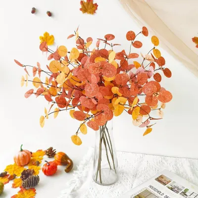 Produktbild von Künstliche Eukalyptuszweige, 6 Stück, für Herbstdekoration, 60 cm