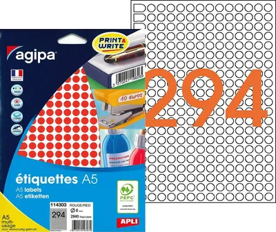Produktbild von agipa Markierungspunkte Durchmesser: 8 mm rund rot 2940 Stück