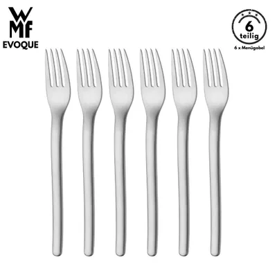 Produktbild von WMF Evoque Menügabel set, 6 tlg, , Cromargan Edelstahl 18/10 mattiert, spülmaschinenfest, ergonomisch, Gabel, Bestecksets, Tafelgabeln, besteck