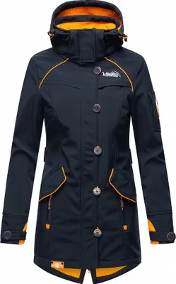 Produktbild von Marikoo Soulinaa Wasserdichte Damen Softshelljacke mit Kapuze Outdoor Jacke Regenjacke Regenmantel Navy Gr. 34 - XS