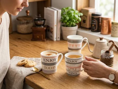 Imagen del producto de Taza de cerámica para café y té, marca Florina, de 460 ml