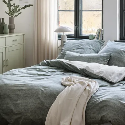 Produktbild von Irisette Mako-Satin Bettwäsche Wave 8557 135x200 cm + 80x80 cm salbei