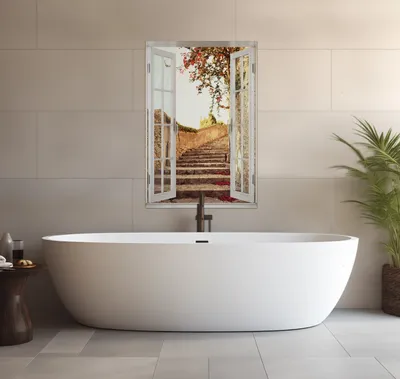Produktbild von Wallario wasserfestes Poster selbstklebend 91,50 x 61 cm, Steinerne Treppe in Italien, Badezimmerposter Spritzschutz mit Hochglanzoberfläche in Glasoptik